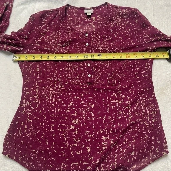CONVERSE One Star Plum Button Pintuck Blouse M - Picture 9 of 13